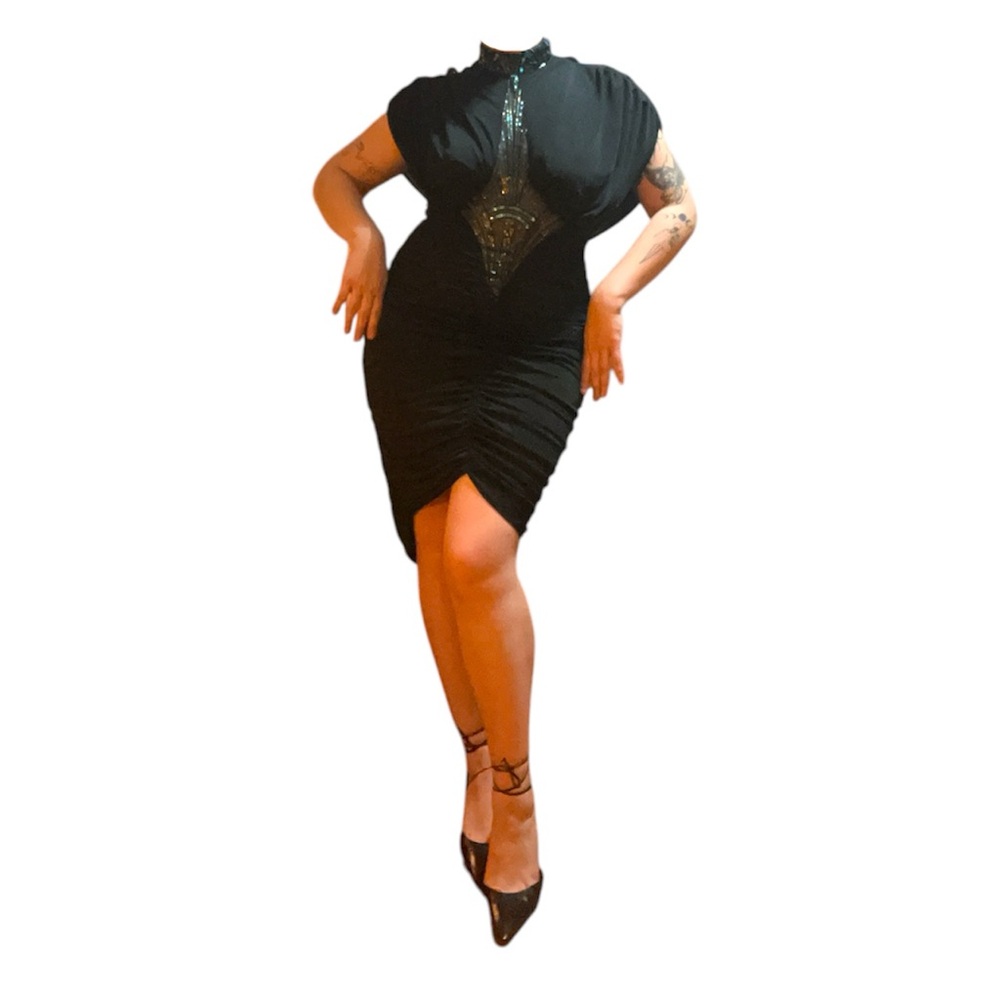 80s does 20s ruched beaded CASADEI party dress